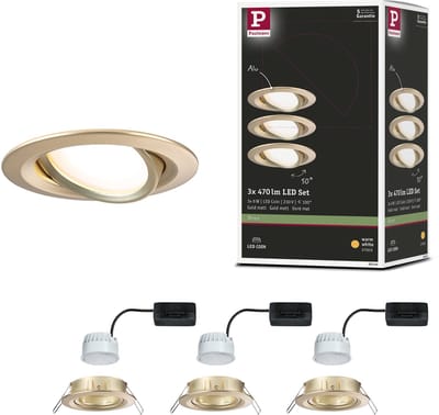 LED-inbouwlamp Nova Coin Set van 3 rond 84 mm 50° Coin 3x6W 3x470lm 230V 2700K Goud mat