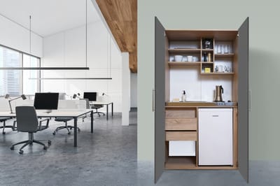 Goedkope keuken 104  cm - mini keuken met apparatuur Peter - Eiken/Grijs - elektrische kookplaat  - koelkast          - kleine keuken - compacte keuken - keukenblok met apparatuur