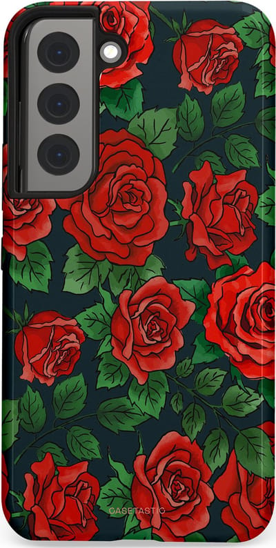 Casetastic Hoesje Geschikt voor Samsung S22 - Stijlvolle Beschermende Duo-layer Case - Rozen rood
