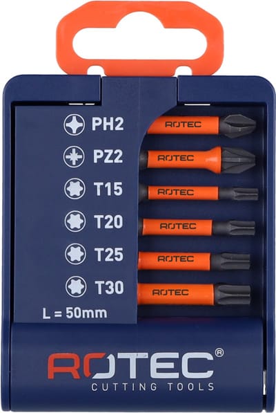 Rotec bitset 'IMPACT', 6-delig, E6,3 x 50mm, PH-PZ-T
