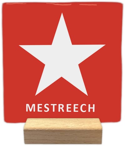 Mestreech - Keramische decoratie tegel - incl. houten presenteerblok