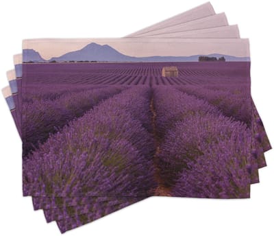 ABAKUHAUS landelijke placemats, lavendelveld in Frankrijk, tafeldecoratie van kleurvaste stof voor eetkamer en keuken, paars