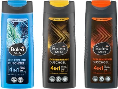 Balea MEN 4-in-1 Douchegel COMBI-VERPAKKING | 3x 300 ml - Ice Feeling Douchegel - Golden Intense - Deep Sensation Douchegel - Douchegel Set voor Mannen