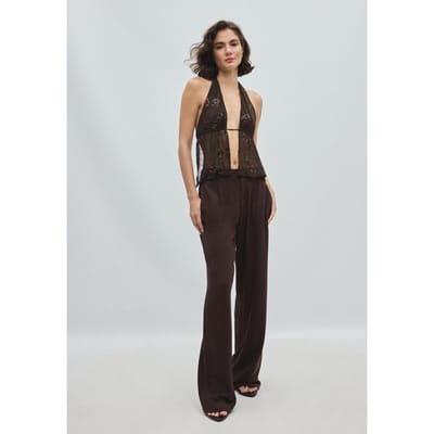 Stradivarius Haltertop met glinsterend borduursel  Bruin XS