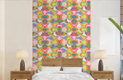 Behang - Fotobehang Design - Abstract - Kleuren - Retro - Breedte 140 cm x hoogte 220 cm