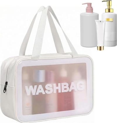 Duidelijke Waterdichte Cosmetica Tas met Handvat - Grote Capaciteit voor Thuis, Vervoer en Reizen, Ideaal voor Make-up en Toiletartikelen