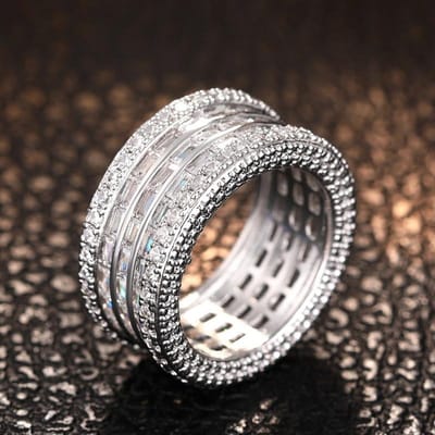 Sterling Prachtige Zirkonia Ring voor Vrouwen Vrouwelijke Luxe Mode Trouwring Accessoires Stijlvolle Vinger Sieraden 9 gray