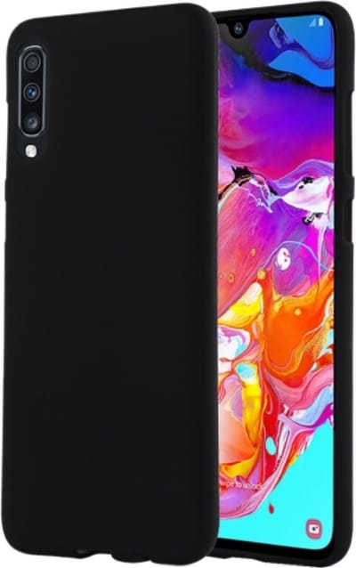 TPU back cover Geschikt voor Samsung Galaxy A70 kleur Zwart hoesje + gratis screenprotector