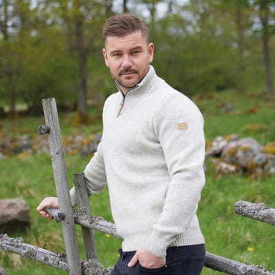 Ivanhoe trui NLS Elm Coffee Bean half zip - 100% zuivere ongeverfde wol