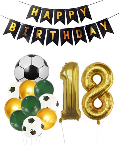 Cijfer Ballon 18 | Snoes Champions Voetbal Plus - Ballonnen Pakket | Groen en Goud
