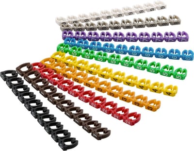 Goobay markeerclips (0-9) voor kabels - 3,8 - 5,9 mm - 100 stuks / diverse kleuren