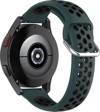 By Qubix Siliconen sportbandje met gesp 20mm Donkergroen + zwart Geschikt voor Samsung Galaxy Watch 7 (40 & 44mm) Galaxy Watch FE Galaxy Watch 6 Galaxy Watch 6 Pro Galaxy Watch 5 5 Pro Galaxy Watch 4 4 Classic Active 2 Watch 3 (41mm)
