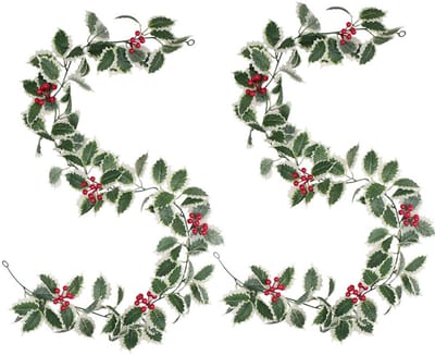 Dailygoods- Kerstslinger 2 stuks - 200 cm kunstmatige den - Bessen/bladdecoratie - Feestelijke winterdecoratie - Geschikt voor binnengebruik - Lichtgewicht en buigzaam - Kerstdecoratie