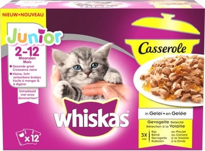 1x Whiskas Kattenvoer - Pouch Junior Gevogelte in gelei - 12x85g