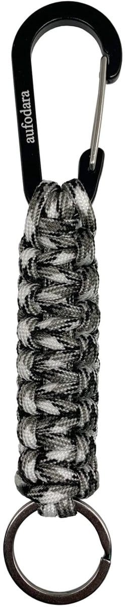 Dailygoody - Paracord sleutelhanger - Sleutelhanger met karabijnhaak - Duurzaam en licht - Zwart, wit, grijs - Outdoor accessoires - Geschikt voor uni
