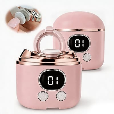 Elektrische nagelknipper - 2-in-1 automatische elektrische nagelknipper en trimmer - met polijstfunctie - met vergrootglas + LED-verlichting - 3 instelbare snelheden - Geschikt voor vingers en tenen senioren | Volwassenen | Vrouwen - Roze