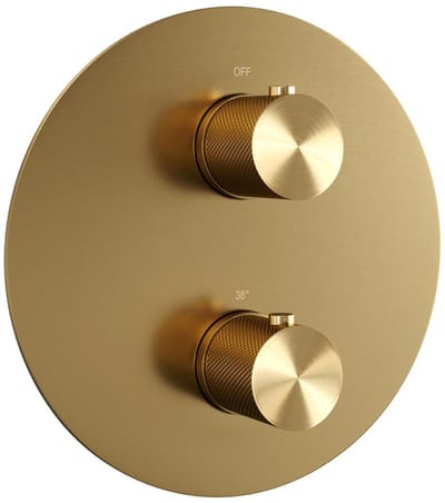 Brauer Gold Carving - 3 Weg - Inbouwthermostaat - Rond - In/afbouwdelen - Goud Geborsteld PVD