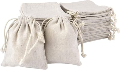 30 Stuks Katoenen Zakjes 8 x 10 cm met Trekkoord, Herbruikbare Tassen voor Sieraden, Trouwen en Feestjes