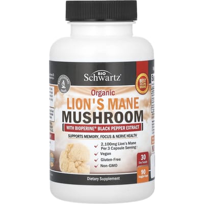 BioSchwartz, biologische leverpaddenstoel, Bioperine zwarte peper extract, 90 vegetarische capsules