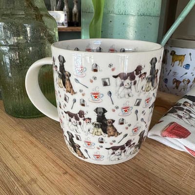 Alex Clark Mok ~ Dog and Tea ~ Honden en thee motief