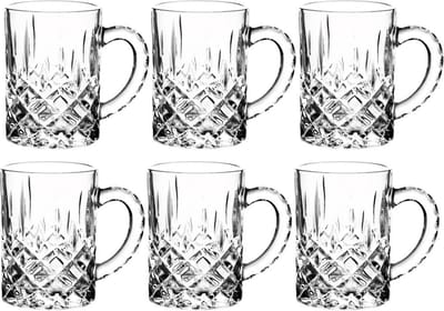 Luxe Glazen zilvere rand met oortje - set van 6 stuks