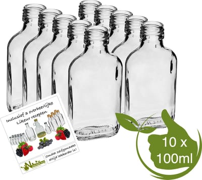Glazenflesjes "Drupke" 100ml (10 stuks) -Likeurflesje - Heupflesje