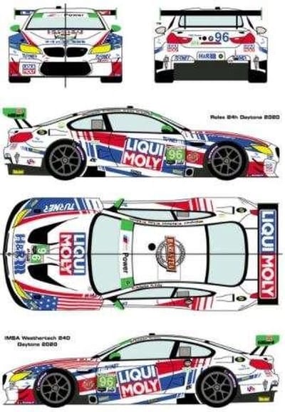Racing Decals 43 Modelbouwdecoratie - 24/036 BMW M6 GTD #96 IMSA Weathertech 24h of Daytona 2020 Decals
