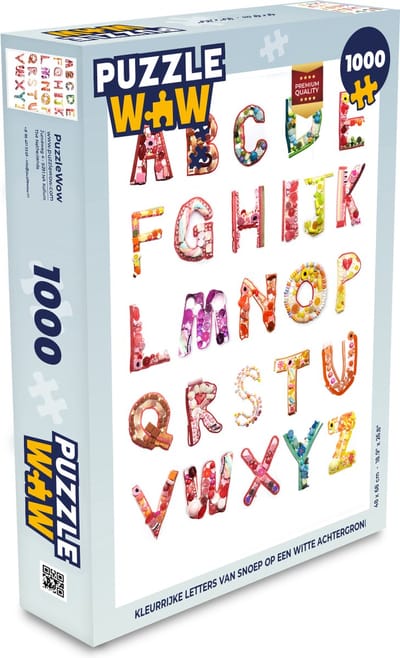 Puzzel Kleurrijke letters van snoep op een witte achtergrond - Legpuzzel - Puzzel 1000 stukjes volwassenen