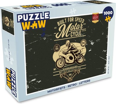 Puzzel Motorfiets - Retro - Letters - Legpuzzel - Puzzel 1000 stukjes volwassenen