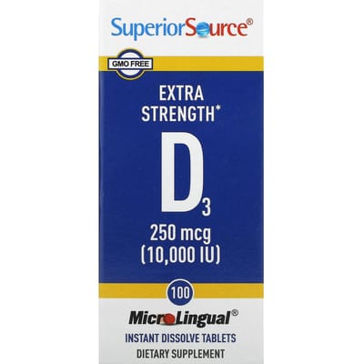 Extra Sterkte D3, 250Mcg (10.000 IE), Microlinguale Instant Oplosbare Tabletten, 100 Tabletten