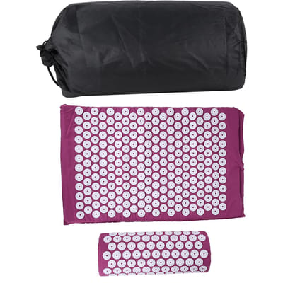 Acupressuur Mat Kussen Set Acupunctuur Massage Yoga Pad Mat Pijnverlichting met DraagtasPaars