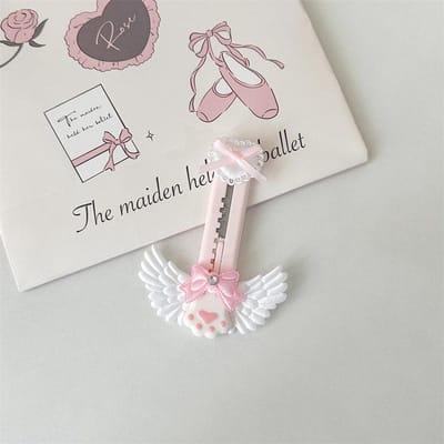 Couteau utilitaire en forme de patte de chat mignon, joli style nœud papillon, coupe-boîte ouverte, ouvre-enveloppe, couteau à courrier, fournitures scolaires et de bureau rose