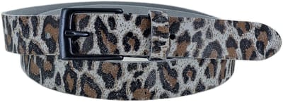 Leren Dames Riem Panterprint | 3cm breed | Riemmaat: 90 (totale lengte: 105cm) | 100% echt leer | Kleur: off-white | Nikkelvrije gesp