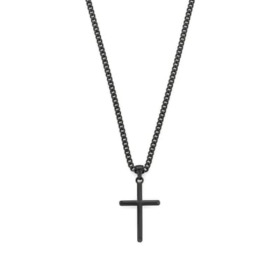 Frank 1967 7FN-0077 – Kruis Ketting Heren – Zwart – Roestvrij Staal – 3 mm – 50 cm – Cadeau voor Mannen