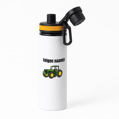 Hacebo® - Tractor waterfles met draaidop oranje - Boer - Boer of boerin - met eigen naam - leuk cadeau voor iemand die op de boerderij werkt - cadeau - kado - water fles - 850ML