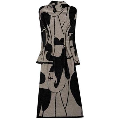 Robe de Printemps et d'Automne pour Femmes Ample Grande Tempérament Mode Robe Tricotée Robe en Laine à Manches Longues pour Mère 5XL gray