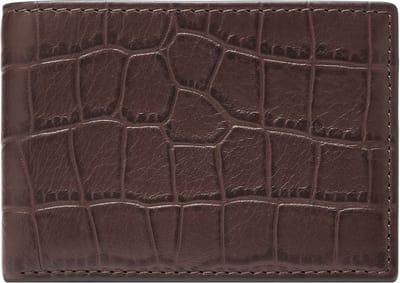 FOSSIL Portemonnee Derrick Bifold Brown Croco Bruine