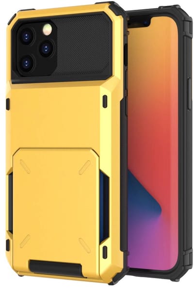 Hoesje geschikt voor iPhone 16e - Backcover - Pasjeshouder - Portemonnee - TPU - Geel