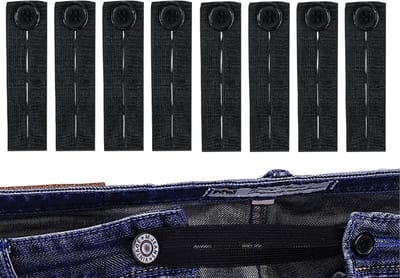 TOVBMUP Broektaille-extenders - Elastische taille-extenders - Verstelbare taille-extenders - Met knopen - Geschikt voor broeken, jeans en jurken - Unisex - 8 stuks