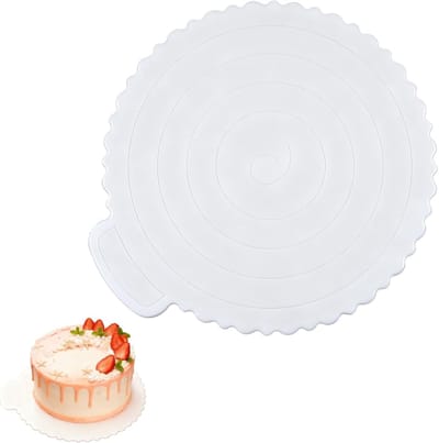 Ronde witte taartstandaard van 20 cm van plastic, herbruikbaar voor het transporteren van taarten en desserts, ideaal voor feesten en evenementen.
