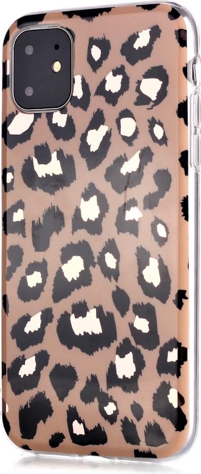 Peachy Luipaardprint TPU hoesje geschikt voor iPhone 12 en iPhone 12 Pro - beige