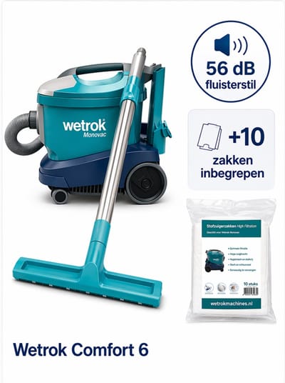 Wetrok Comfort 6 Professionele Stofzuiger, Krachtige Zuigkracht, Vermogen – 900W – Zeer Stil (56 dB) – 12 m Kabel – Industriële Stofzuiger