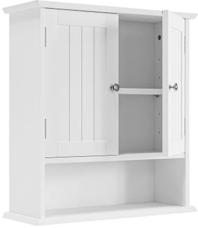 Dubbele Deuren Kast 54,6x19,8x59,9 cm Witte Badkamerkast Wit MDF Verstelbare Planken Geschikt Voor Badkamer Waskamer Keuken