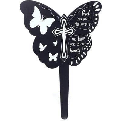 Herdenkingspaal Witte Tekst op Zwart Gladmakend Elegant Stevig Metaal Begraafplaats Graf Plaquette Paal voor Decoratie Tuin black