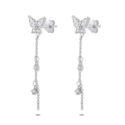 Twice As Nice Oorbellen in zilver, vlinder, ketting, zirkonia