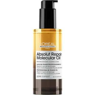 L'Oréal Professionnel Absolut Repair Molecular Bi-Phase Oil for Damaged Hair 90ml, 2x Benefit: High Shine & Repair