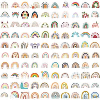 Dailygoods- Regenboogstickers 100 Stuks - Waterdichte Stickers - PVC Stickers - Stickers voor Computers - Stickers voor Tassen - Herbruikbare Stickers