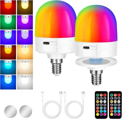 Oplaadbare Gloeilamp - Batterij Lamp - Sfeer Creëren - Met Afstandsbediening - 2 Stuks - Meerdere Kleuren