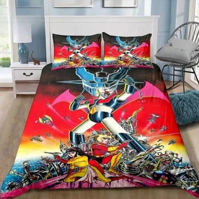 Mazinger z UFO Robot Grendizer Beddengoed Set Eenpersoons Tweepersoons Volledig Queen King Size Bed Set Volwassen Jongens Slaapkamer Anime Beddengoed Cadeau 135x200cm 2pcs