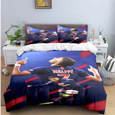 Mode Voetbalster M-Messi R-Ronaldo Print Beddengoed Set Dekbedovertrek Dekbed Bed Jeugd Kinderen Meisjes Jongens Luxe Cadeau AU Double(180*210cm)3pcs